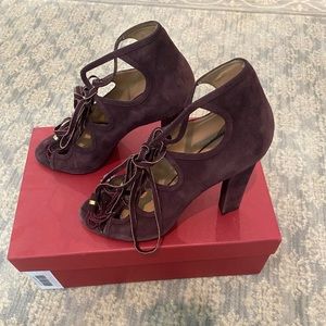 Salvatore Ferragamo suede lace up heels. Size 9. Great condition.